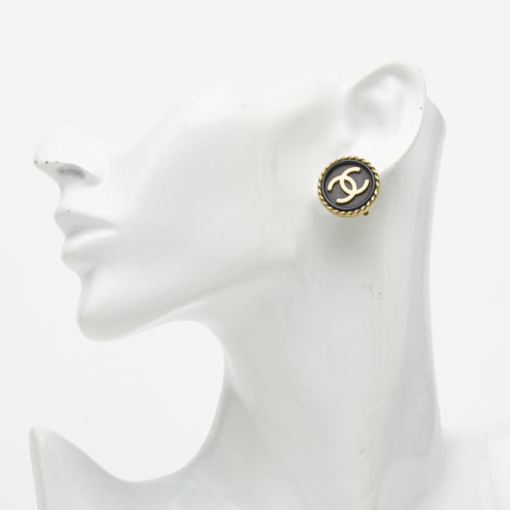 CHANEL Authentic Vintage Black Logo Earrings - Picture 4 of 5
